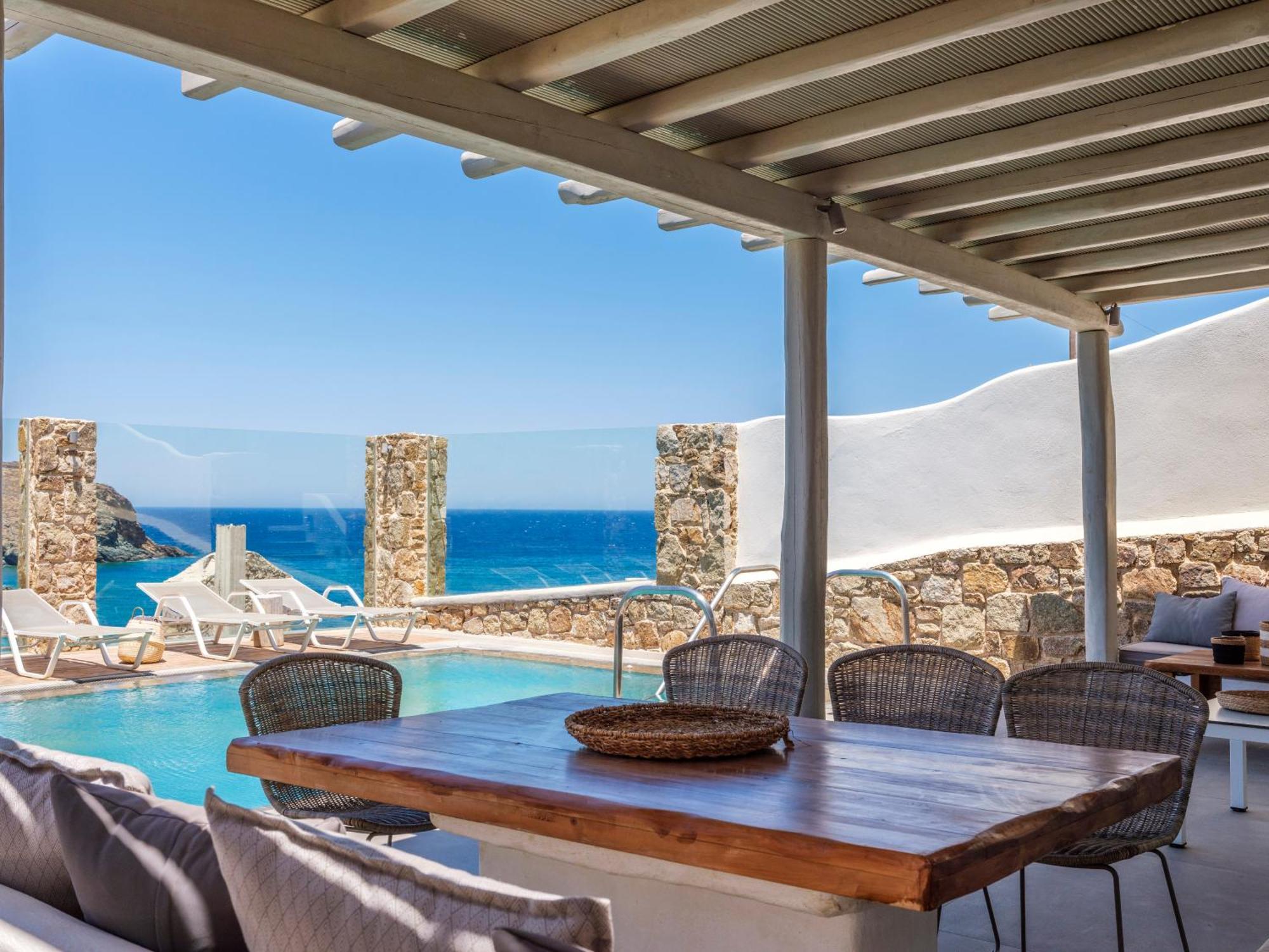 Sea Rock & Sky Private Mykonos Residence Merchia Beach Exterior photo
